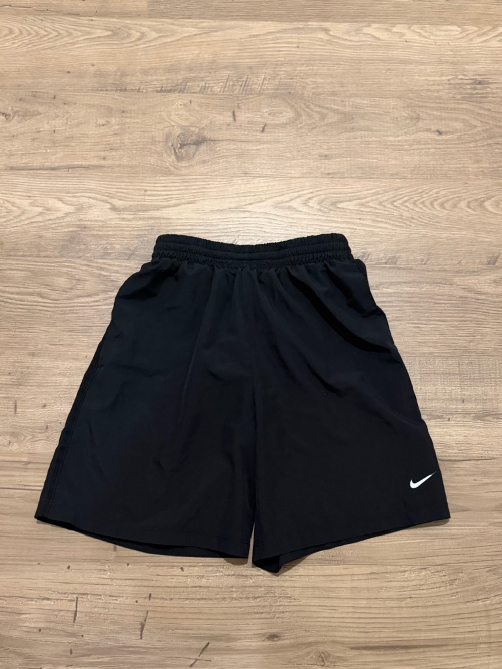 Nike Men’s Black Athletic Training Shorts with White Swoosh